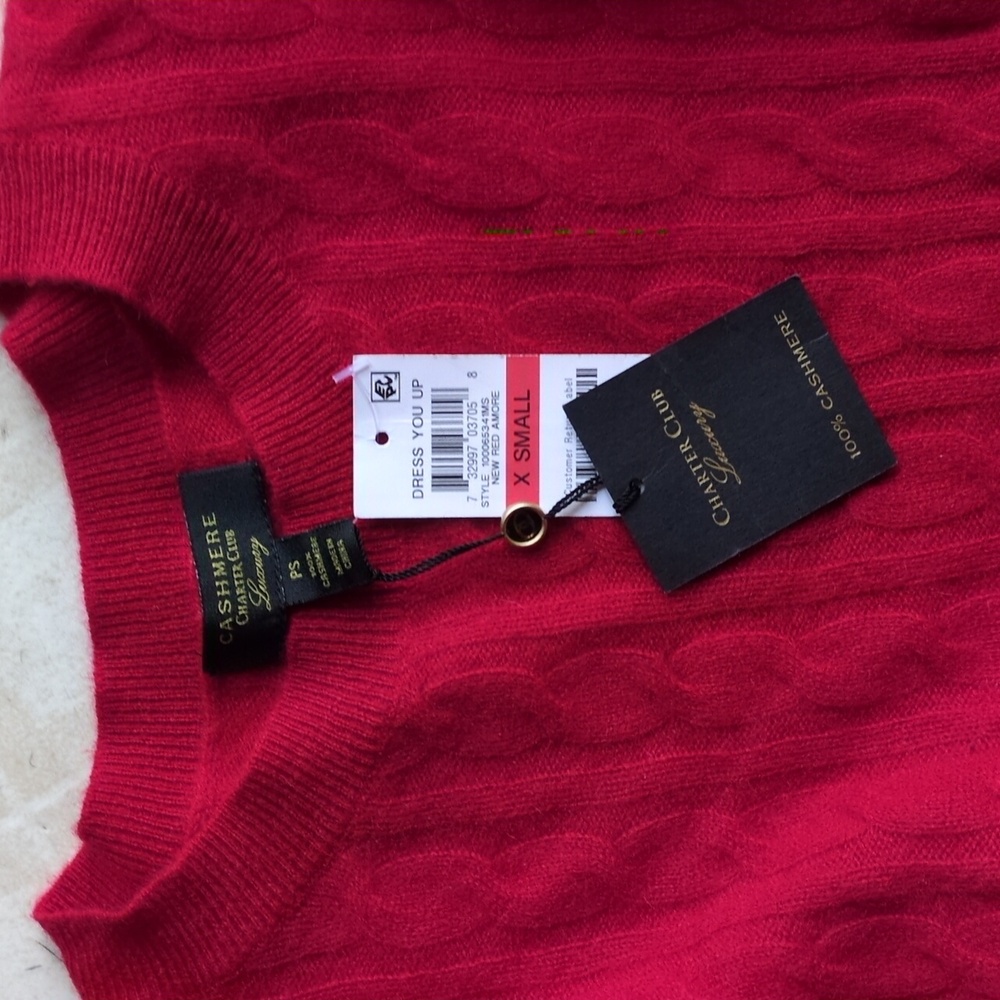 Charter Club Luxury Cashmere Sweater Red Petite Small - Picture 3 of 4
